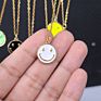 Gold Neon Smile Smiley Pendant Necklace