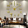 Novelty Modern Design Luxury Large Decorative Golden Wall Clock Diy 3D Mirror Home Decor