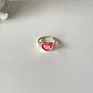 Nuoro Y2K Double Layer Colorful Enamel Heart Finger Ring for Women Charms Party Jewelry Gifts Chunky Rings