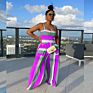 off the Shoulder Ruffles Flare Pant One Piece Women Jumpsuit Bustier Wide Leg Jumpsuit Women