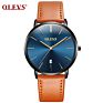 Olevs 5869 L Luxury Olevs Quartz Genuine Leather Strap Minimalist Ultrathin Wrist Watches Waterproof