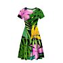 One Customfashion Personality Sunflower Lotus Multi-Color Anime Pattern O-Neck Print Ladies Dress
