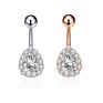Paved Zircon Long Leaf Dangle Belly Button Rings with Women Beach Curved Surgical Steel Belly Rings