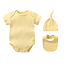 Plain Color Newborn Clothing Set 100% Cotton Kimono Baby Romper Sets Side Open Infant Bodysuit