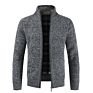 Plain Colors Stylish Bomber Jacket Standing Collar Long Sleeves Cardigan with Zipper Knit Men Sweater