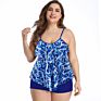 Plus Size Three-Layer Ruffled Swimsuit Print Split Skirt Women Swimsuit