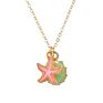 Product Cute Design Alloy Gold Plated Seashell Starfish Mermaid Beach Style Corlorful Pendant Necklace for Kids