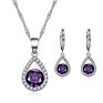 Qetesh Girl Jewelry Sets Cubic Zirconia Solitaire Tear Drop Necklace & Earring Set for Woman Bridesmaids Gift Present