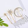 Retro Moon Snowflake Stars Hair Pins Rhinestone Hair Clip for Women