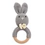 Safety Bpa Free Silicone Baby Wooden Rabbit Crochet Bunny Rattles