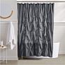 Shower Curtains Solid Pongee Fabric Geometric Textured Tufted Design Pinch Pleat Waterproof Shower Curtain