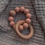 Silicone Beads Wooden Ring Baby Teething Rattle Bracelet
