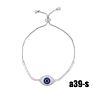 Silver Diamond Drawstring Blue Evil Eyes Adjustable Lucky Amulet Bracelet
