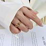 Simple Double-Layer Multi-Layer Plain Titanium Steel 18K Gold Ring for Men and Women Couples