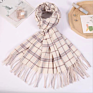 Simple Plaid Scarf for Autumn/ Women's Long Fringe Warm and Thick Cashmere Scarf