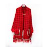 Soft Material Warm Knit Jacquard Fringed Ponchos Shrugs for Women