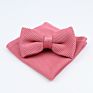 Solid Color Knitted Hankerchief Bowtie Set Soft Red Blue Purple Pink Wedding Pocket Square Bow Tie Accessory Gift