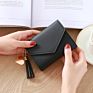 Spot Direct Short Ladies Wallet Tassel Pendant Leather Wallet Card Holders for Woman