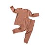Spring Fall Toddler Boy Girl Clothes Cotton Ribbed Lounge Wear Pajamas Baby Kids Clothing Sets