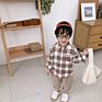 Spring Long Sleeve Casual Cotton Plaid Shirt Boys Kids Plaid T Shirt