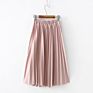 Spring Women High Waist Skirt Solid Color Pleated Skirt Women Causal Midi Skirts
