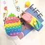 Strawberry Bag Purse Handbags Push Pop Bubble Toy Fidget Silicone Crossbody Sensory Toys Messenger Bag
