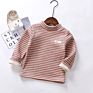 Striped Kids Tops Baby Girls T-Shirt High Neck Turtleneck Pullover Children Clothing 3-10Y Boys Warm Long Sleeve Tees