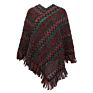 Striped Light Casual Women Shawl Cloak Jacquard Knitting Sweater Tassel Crew Neck Sweater