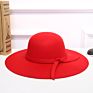 Style Woollen Hat Big Brim Buckle and British Pu Leather Belt Fedora Hat for Ladies