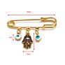 Third Eye Pendant Clothes Pin Hand Eye Cross Rhinestone Brooch Dainty Gold Plated Hamsa Hand Devil Eye Brooch Pin for Women Men