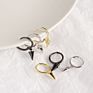 Tiny Gold Plated Hoop 925 Silver Jewelry Women Mens Punk Triangle Geometric Rivet Spike Earrings
