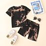 Toddle Boys Girls Clothing Set O-Neck Tie-Dyed Short Sleeve Top +Short Pants 2Piece Set for Kids