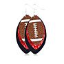 Trending Unique Rugby Football Sports Earings Water Drop Glitter Leather Teardrop Earrings Women