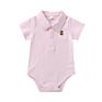 Unisex Polo Collar Solid Color Triangle Rompers Short-Sleeved Attire