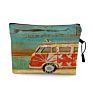Vintage Beach Scenery Print Women Travel Storage Bag Linen Cloth Toiletries Organize Cute Cosmetic Bag Portable Make up Pouch