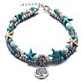 Vintage Heart Elephant Owl Starfish Turtle Pendant Turquoise Beads Women Beach Anklet Bracelet Foot Jewelry