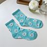 Vk606-Spring Daisy Socks Translucent Flower Stockings Ladies Tube Socks