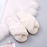 Warm Crossed Faux Fur Indoor Slippers Wholesales Women Stitched Fuzzy Outdoor Ladies Faux Fur Bedroom Fur Slippers for Women