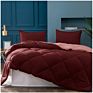 Wholesales Design Solid Color Microfiber 2-Tone Reversible down Alternative Filling 3Pcs Quilt Set