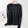 Women Autumn/ Knit Cardigan with Button Solid Color V-Neck Slim Ladies Wool Designer Outer Sweater