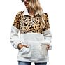 Women Autumn Leopard Print Splice Set Head Tie Dye Wool Loose Hoodie