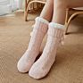 Women Cozy Fuzzy Christmas Floor Socks with Pompom for Adult Thicken Twisted Warm Velvet Fluffy Socks Sleep Bed Socks