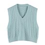 Women Solid Color Vest Sweater Casual V Neck Sleeveless Autumn Knitted Pullover Korean Style Pullover Loose Tops