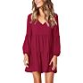 Women Tunic Dress V Neck Casual Loose Flow Swing Shift Dresses