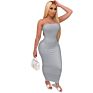 Women's Basic Sleeveless Tube Top Strapless Bodycon Midi Club Dress