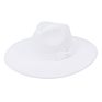 Womens Classic Wide Brim Floppy Panama Bow Hat Belt Buckle Wool Felt Fedora Hat