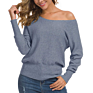 Women's off Shoulder Sweater Long Sleeve Loose Pullover Knit Jumper