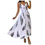 Women's Polyester Skirt Dress V-Neck Dress Printed Stitching Strap for Femme Mujer Female