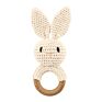Wooden Ring Crochet Bunny Bear Fox Elephant Deer Giraffe Animal Crochet Rattle Teething Toy