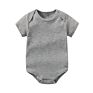 Yiwu 0-24M 100% Organic Cotton Plain Infant Newborn Baby Pink Blue White Unisex Rompers Short Sleeve Jumpsuit